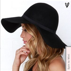 100% Wool Boho Floppy Brim Black Hat from PacSun